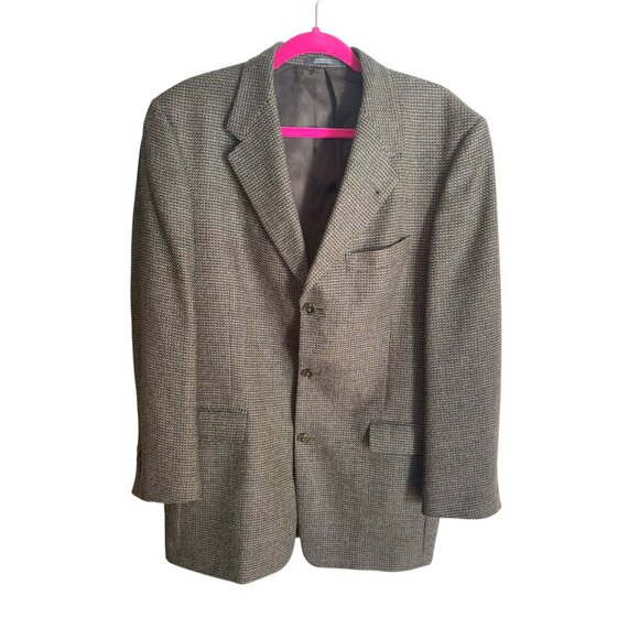 Hart Schaffner Marx Proffitts Harris Tweed 40R Wool Blazer Jacket Houndstooth - Picture 3 of 14